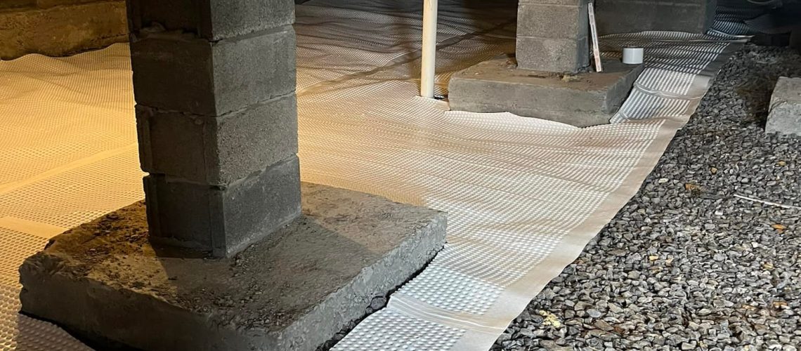 Crawl Space in the process of getting waterproofed | Crawl Space Encapsulation | Once and Done Waterproofing | WV, MD, NJ, PA